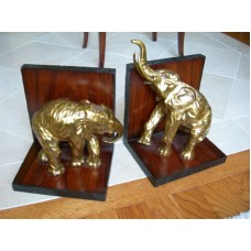 Theodore Alexander Pair of Cast Brass Mahogany Croc Embossed Elephant  Bookends   372111785343